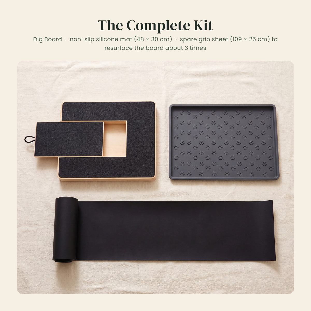 The Complete Kit: Dig Board, non-slip silicone mat and spare grip sheet